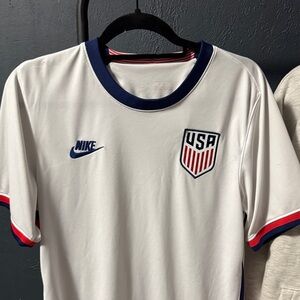 Nike White Soccer Jersey with Blue and Red Details